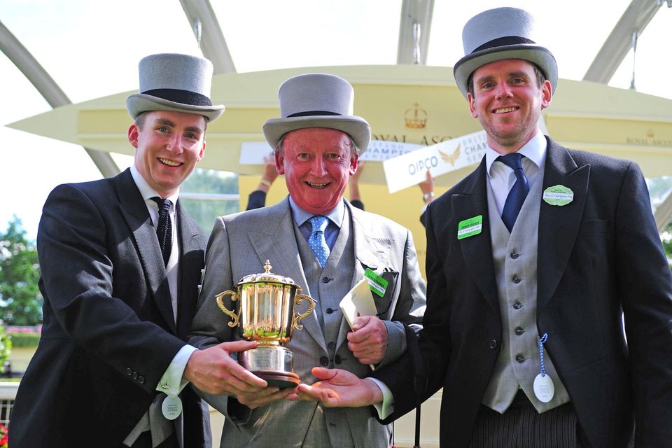 Noel O'Callaghan (centre) with sons Charles and Paul at Ascot in 2014. Photo: Healy Racing
